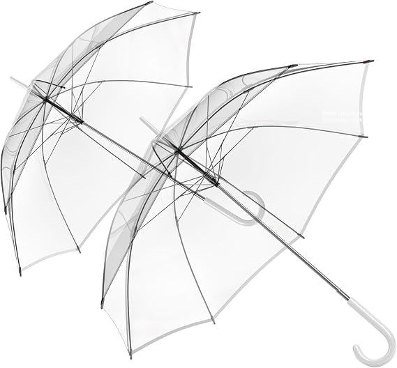 GOODS+GADGETS Parasol przezroczysty, biała laska Ø 100-130 cm; Elegancki parasolka w kolorze przezroczystym - modny akcent