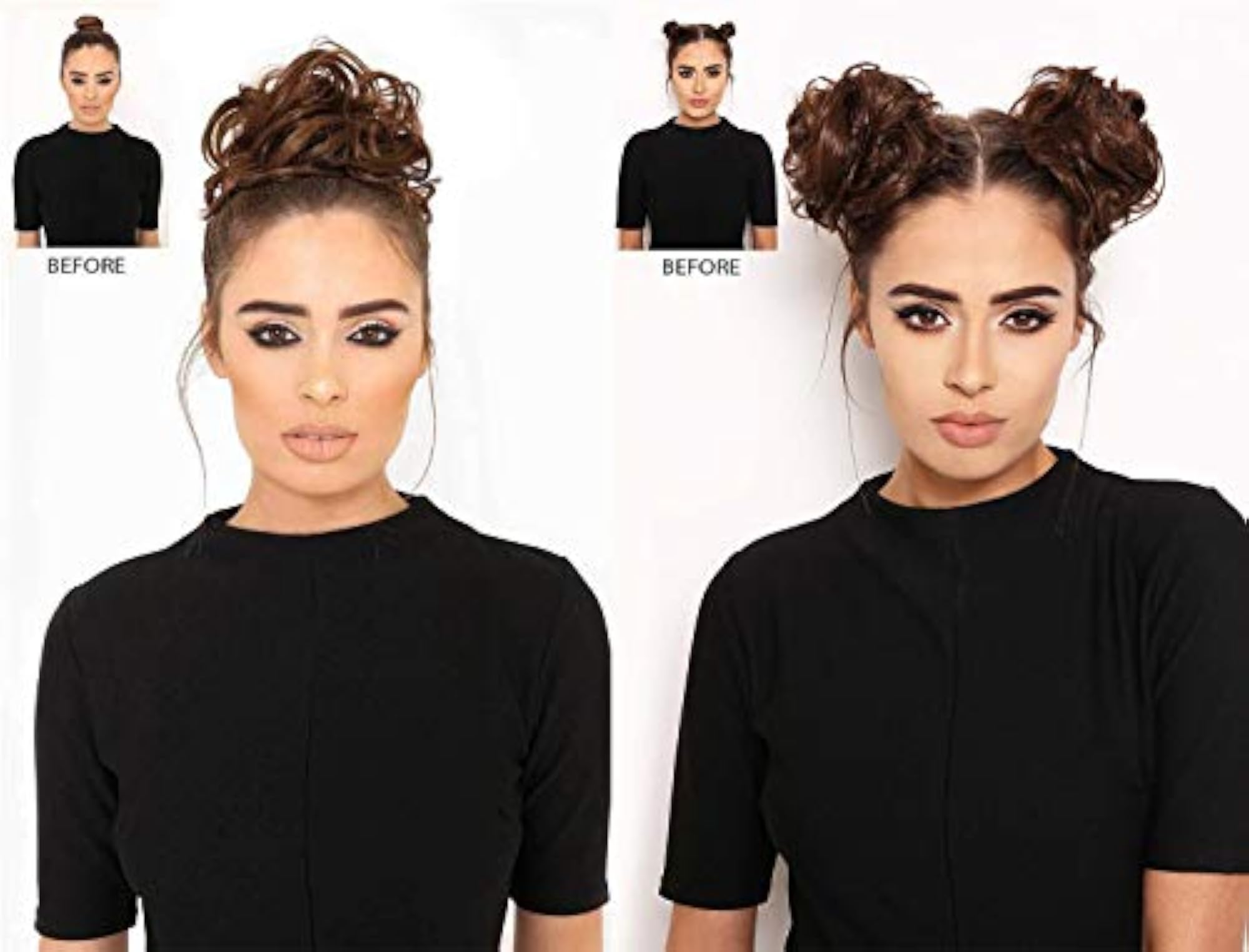2pc Fluffy Wavy Hair Bun Scrunchies for Women