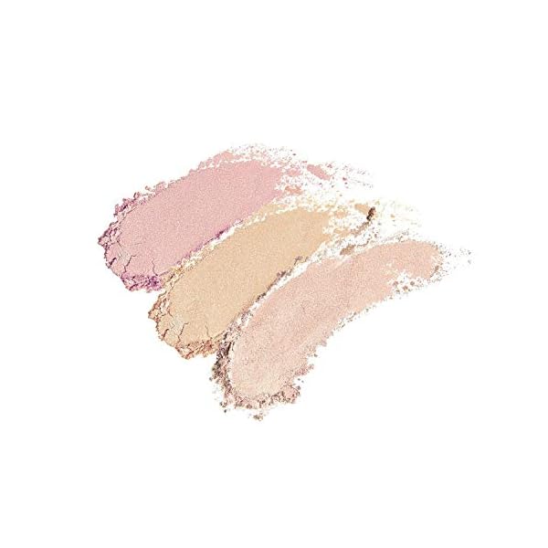 FLOWER Beauty By Drew Barrymore Shimmer + Strobe Highlighting Palette - Glowing Bronzer Powder Kit For Face + Blendable Coverage - Skintones + 3 Enhancing Colors (Strobe Brush) Included - Champagne Shimmer
