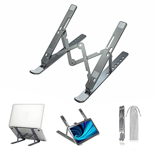 Yvnicll-Laptop-Stand-for-DeskAluminum-Laptop-Computer-Stand-Foldable-Adjustable-Portable-Desktop-Holder-Compatible-with-MacBook-Air-Pro-Dell-XPS-HP-Lenovo-More-10-156-LaptopsGray