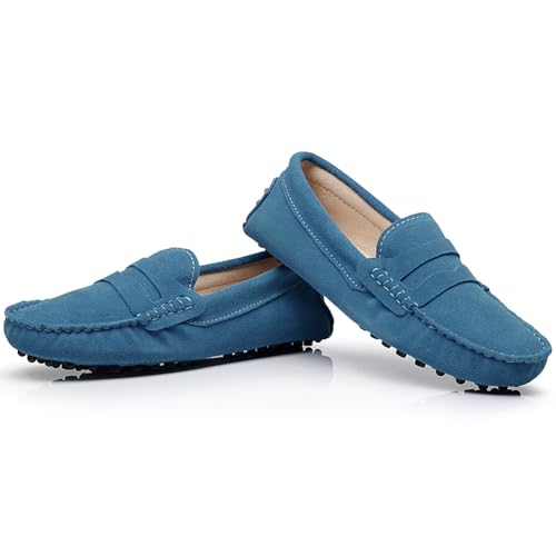 Image of ANUFER Women's Classic Suede Penny Loafers Comfort Handmade Slipper Moccasins