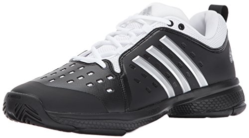 adidas Men's Barricade Classic Bounce Tennis Shoe, core Black/Metallic Silver/White, 4 M US