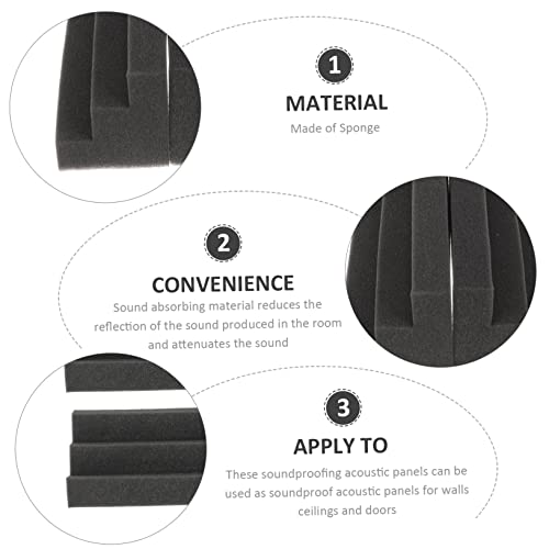 Paneles acústicos en cuña negros 4 piezas para absorción de sonido, montaje en pared, alta densidad para grabación, teatro en casa y reducción de ruido para juegos miniatura 6
