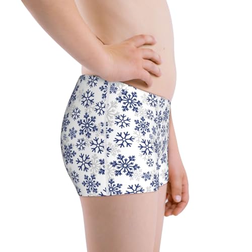 Boys' Cotton Boxer Brief Soft Underwear-Dark Blue Snowflakes2
