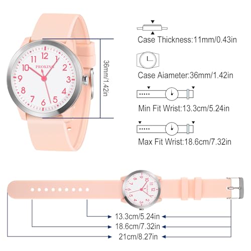 PROKING Kids Analog Watch for Girls Boys Children Teens, 8-18 Years Old, Learning Time and Easy to Read, Minimalist Wrist Watch with Soft Band, 50M Waterproof4