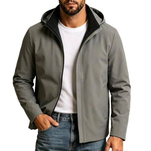 Chaqueta cortavientos para hombre a prueba de viento con capucha ajustable