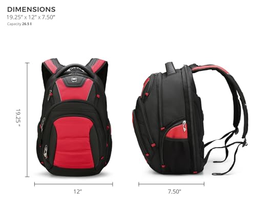 Image of Swissdigital Design Men's Laptop Backpack for College and Business Travel with Integrated USB Charging Port and RFID Protection Fits 15.6 inch Laptops Black /Red | J14-41