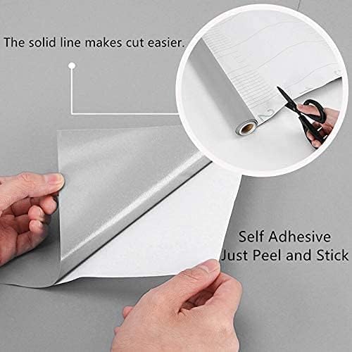 Image of practicalWs Gray Self-Adhesive Wallpaper Removable Film Stick Paper | Easy to Apply Peel and Stick Wallpaper Shelf Liner Table and Door Reform 23.62 Inch 236.2 inch Wall paper