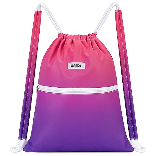 WANDF Mochila con Cordones y Acolchado para Los Hombros Bolsa de Gimnasia Bolsa de Deporte Mochila Gimnasio Gym Cuerdas Ajustable para Hombres y Mujeres (Rosa Rojo)