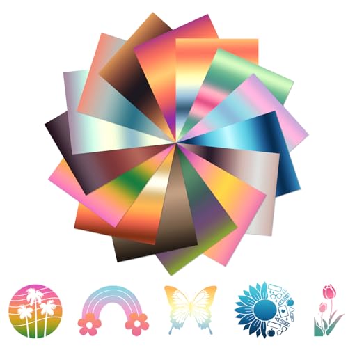 HTVSTD Gradient Heat Transfer Vinyl - 15 Pcs 12 * 10 in Ombre HTV Ombre PrintIron on Vinyl HTV for T-Shirts DIY