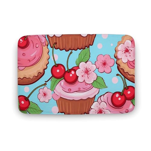 Cute Cupcakes Coral Velvet Rugs Non-Slip Bathroom Rugs Soft Kitchen Rug Floor Carpet for Home Decor 19.7