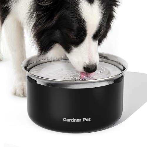 Gardner Pet Slow Water Bowl for Dogs – No Spill, Anti-Splash Floating Plate Design, Slows Drinking to Reduce Mess, Keeps Water Clean & Floors Dry, 3.8L(Black)