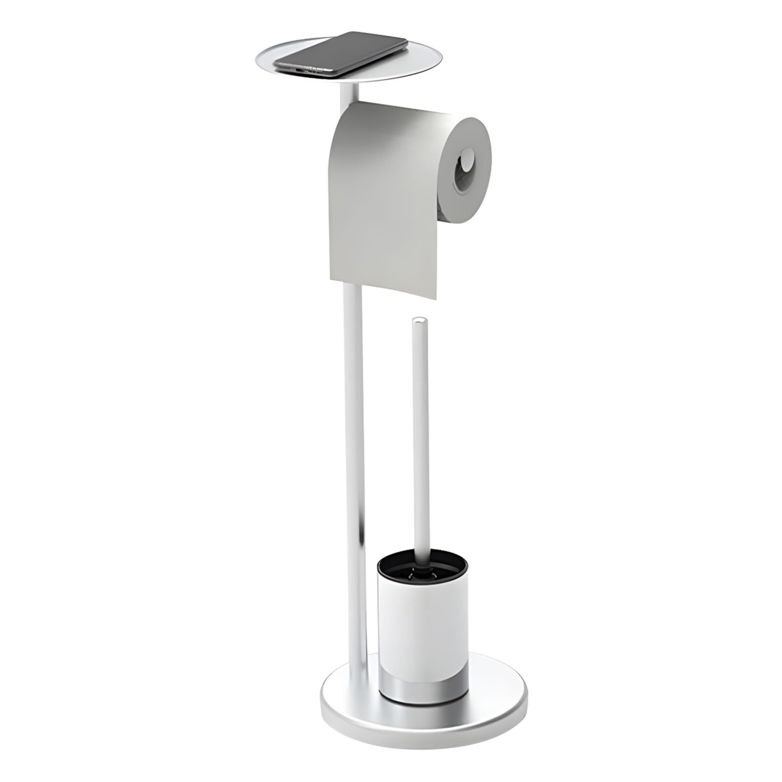 Support moderne wc avec étagère de rangement et brosse intégrée facile à installer