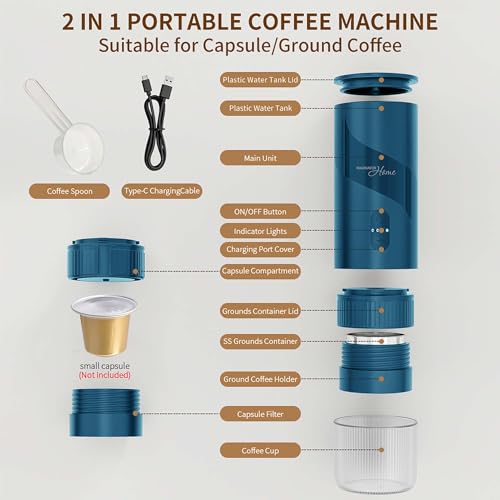 MAGNAVOX HOME Portable Espresso Coffee Maker (Grounds or Pods) with Fast Brew Technology & Single Touch Control, Ideal for Offices or Travel by Magnavox - Image 3