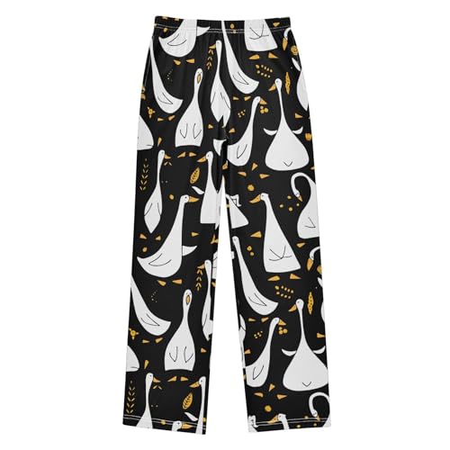 Goose and Leaves Boys Long Pants Soft Trousers Elastic Waist Kids Lounge Bottoms with Pockets S-XL