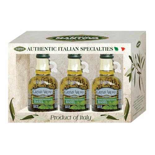Grand'aroma Basil Extra Virgin Olive Oil, 8.5 Oz Bottles (Pack Of 3)