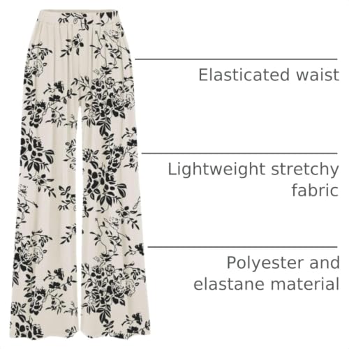Image of CIDER Palazzo Pants for Women Wide Leg Flowy Pants with Pockets Elastic Mid Waist Summer Beach Vacation Outfits Lightweight