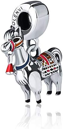 BOLENVI Alpaca Llama Perú 925 Plata de Ley Colgante Colgante X Charm Bead Para Pandora Y Similar Charm Pulseras o Collares, Plata esterlina, No es