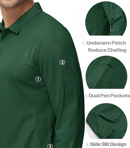 Image of MAGCOMSEN Men's Long Sleeve Golf Polo Shirts Collared Athletic Quick Dry Lightweight Work Shirts