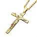 Stainless Steel Antique Cross Crucifix Pendant Necklace For Men 24 Inch (Gold)