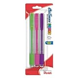 Pentel Clic Eraser Clear Body, Assorted Colors, 3 Pack (ZE23BP3M)