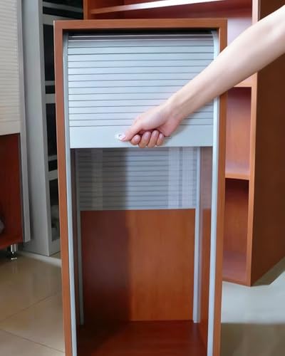 Porta a Soffietto da Interno Ante Avvolgibili Decorative per Mobili, Anta A Serrandina in ABS Con Binario e Maniglia, Cancello Scorrevole per Montaggio in Superficie Contenitori(17x22in/43x56cm)