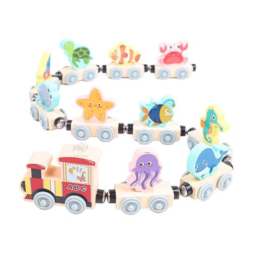 Image of Number Enlightenment Wooden Toy Train for Toddlers - Animal, Transportation, Fruit, Color Recognition Early Education Blocks (Train Toy Model 3)