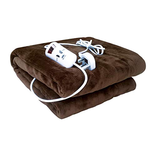 Invero® Super Soft Luxury Electric Heated Sofa Blanket Control with 6 Heat Settings - Chocolate Brown (120 x 160cm)
