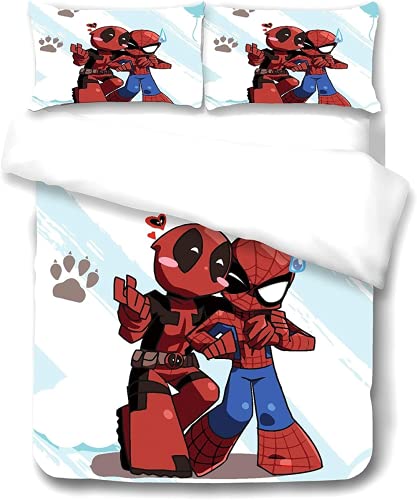 Parure de lit pour enfant Deadpool Marvel - Housse de couette 135 x 200 cm et taie d'oreiller - 2/3 pièces (A, 135 x 200 cm) Cover