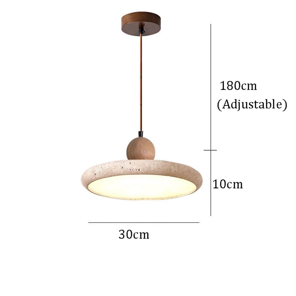 Grande Suspension en Pierre Naturelle réglable Bol en travertin français Lampe Suspendue pour Chambre Salon Wabi Sabi luminaire 28W LED Moderne scandinave Cuisine Suspension