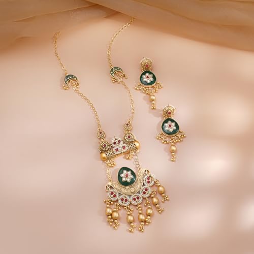Image of Rubans Gold Plated Necklace Set Traditional Festive Jewellery for Women & Girls