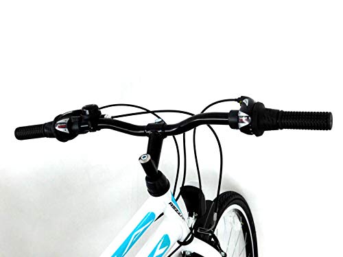 Rezzak 26 Zoll Fahrrad für Mädchen und Damen - Citybike Mit 21 Gang Drehschaltung, RH ca. 47cm, Weiß-Türkis -052 – Bild 6