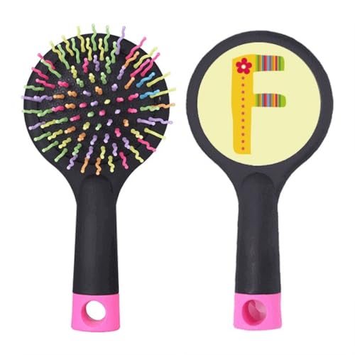 Brosse à cheveux démêlante salon motif fleur lettre F avec coussin
