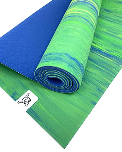 Tiggar Yoga Mat - 100% Eco Friendly, Natural Rubber Material, Excellent For Support And Stability In All Types Of Yoga And Pilates. (Mixed Green Blue & Yellow, 4Mm X 72) #TOP29