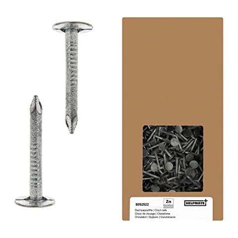 HELPMATE - Dachpappennägel 2,0x16 mm mechanisch verzinkt - 1kg Dachpappstifte Typ B - Dachpappnägel DIN 1160 B - Dachnägel ideal für Dachpappe, Kunststoffplanen & Schiefernplatten Cover