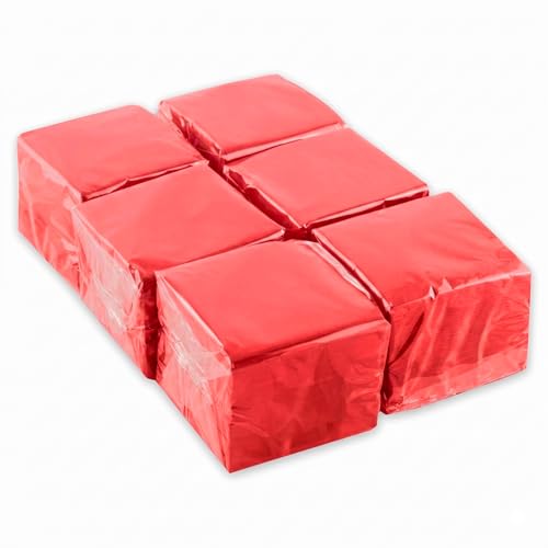 Hostelnovo - 600 Stück rote Tischservietten - Einwegpapier - Mikropunkt - 10x10cm (gefaltet) und 20x20cm (aufgeklappt) - Ideal für Catering-Events Bars und Partys