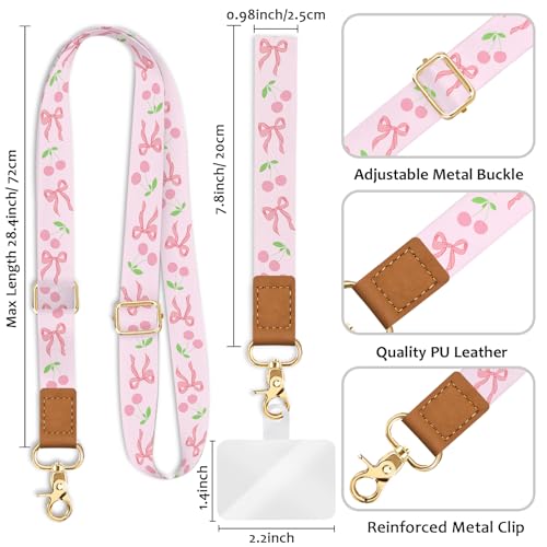 Image of Piefly Cell Phone Lanyard Crossbody Wrist Strap Adjustable for Women Girly | Travel Daily, Cute, Around the Neck, Hands-free, Universal, Fit Key ID badge, Accessories, Compatible with Most Smartphones