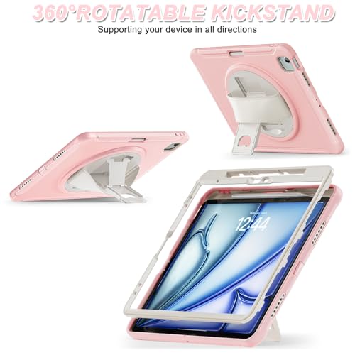Protection iPad Pro 12.9 silicone rose avec support et range stylet