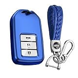[KUNIO] ホンダ専用 キーホルダー ホンダキーケース キーカバー アクセサリー 高級 オシャレ 純正 本田 HONDA フィット ジェイド ヴェゼル ステップワゴン S660 フリード オデッセイ アコード グレイス シャトル 防水 軽量 3ボタン Aブルー
