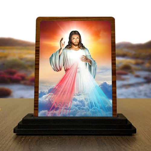 Image of Panchmukhi Hanuman Wooden Idol - Glossy Finish 5x4in | Murti for Car Dashboard & Home Temple | Perfect Small Statue for Door Entrance & Puja | Enhance Spaces (Jesus 4)
