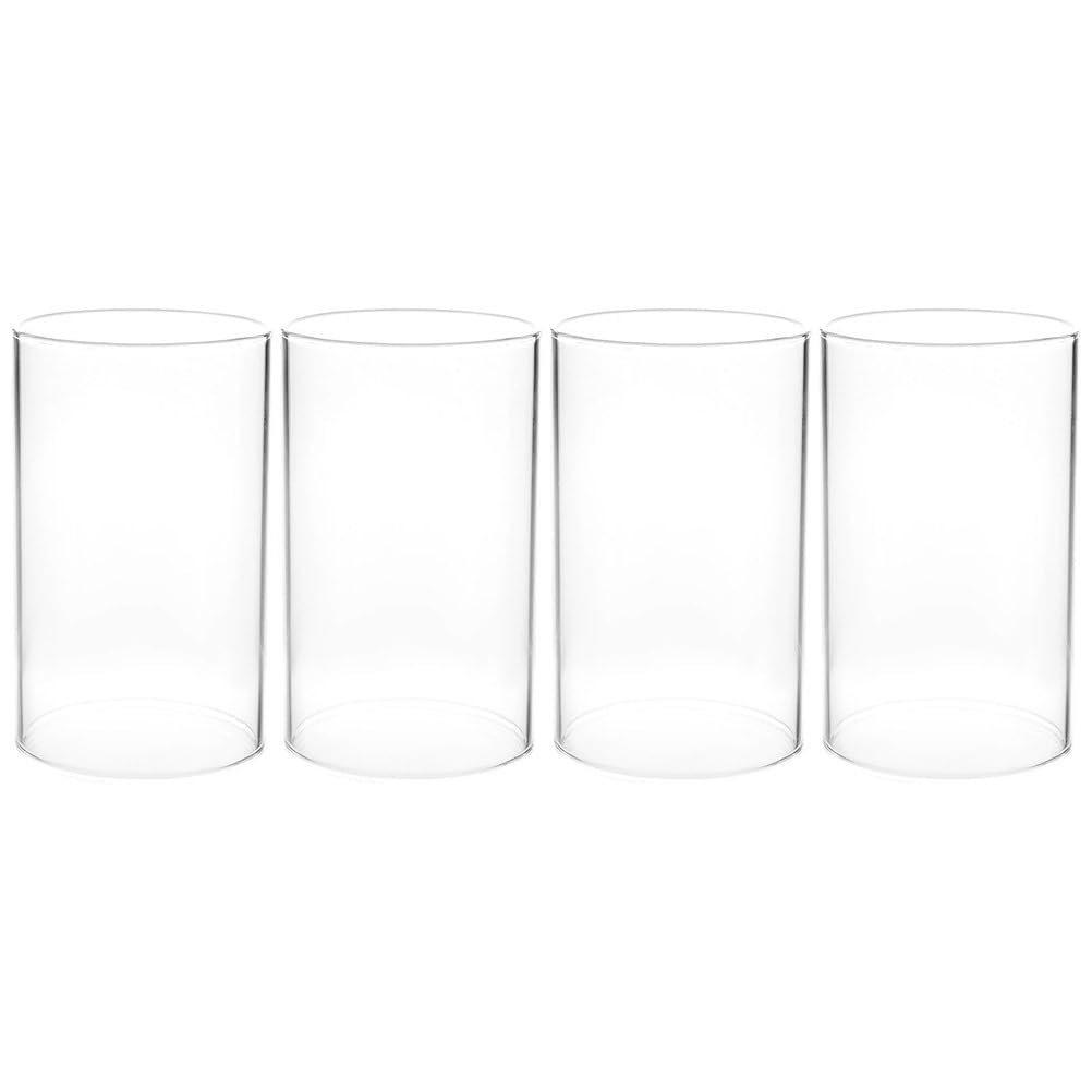 4 cilindri in vetro senza fondo soffiato a bocca, apertura in vetro, altezza 10 cm, vetro di ricambio per candele, portacandele, casa, soggiorno, matrimonio