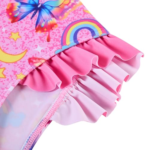Image of Funnycokid Girls Swimsuit Kids Bathing Suit Rashguard Swimwear Long Sleeve 3 Piece Toddler 3-7 Years