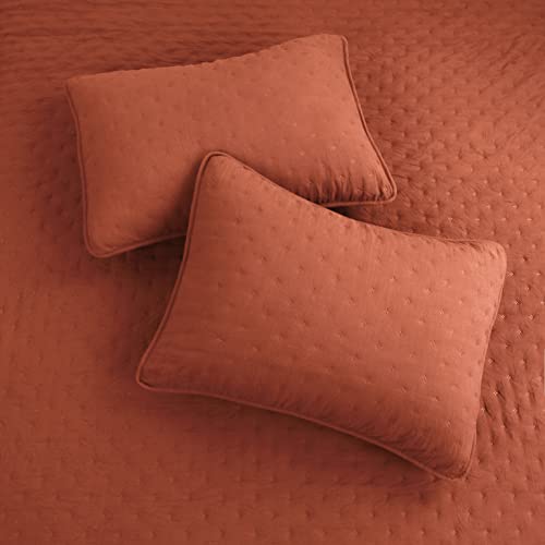 ROARINGWILD Burnt Orange Quilt Sets Twin Size with Pillow Shams, Twin Quilt Bedding Set, Lightweight Soft Bedspread Coverlet, Quilted Comforter for All Season
