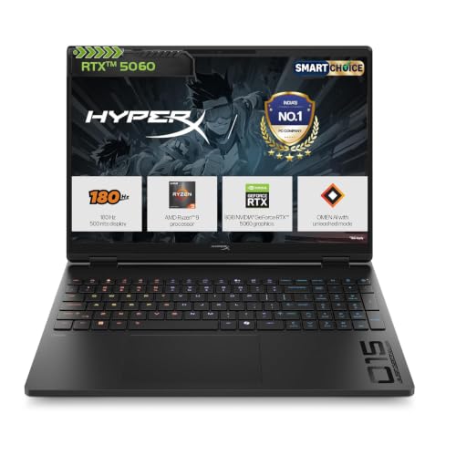 HP HyperX OMEN 15 Smartchoice, AMD Ryzen 9 8940HX, 8GB-RTX 5060, 16GB DDR5, 1TB SSD, 2.5K(2560 x 1600), 500 nits, 3ms, 15.3''/38.9cm, Win11, Office24, Black, 2.42kg, gb0207AX, RGB 4Zone Gaming Laptop