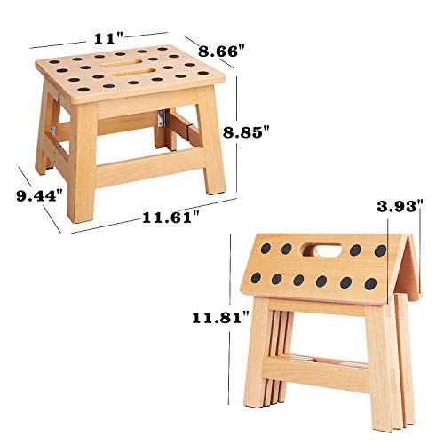 Jiodux Folding Wood Step Stool Safer, Stronger, Greener For Adults Or Kids,Holds Up To 300Lbs - 8.8 Inch Footstool For Classroom Study Room And Office-Patented Product #TOP1