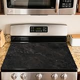 Nuxovilar Stove Top Cover for Electric Stove, 20x28 Inch Heat Resistant Silicone-Polyester Glass Cooktop Protector with Solid Black Design, for Kitchen Decor & Daily Use
