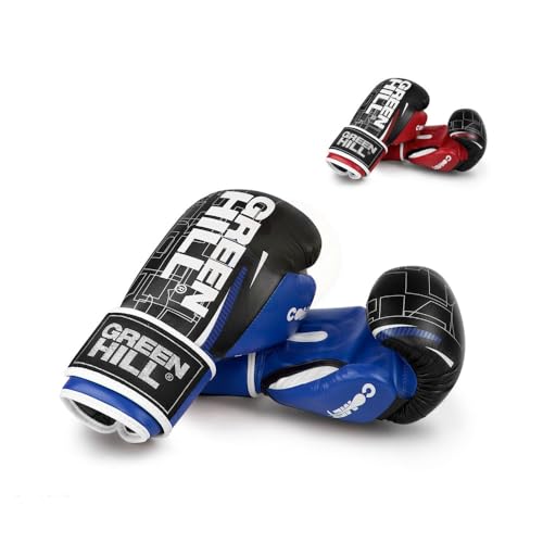 GREEN HILL Comet, Guanti da Boxe Guantoni da Sparring Pugilato Unisex – Adulto (Nero/Rosso, 10 oz)