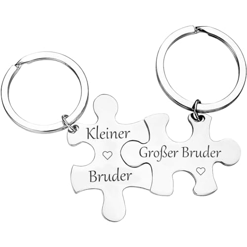 Tecreo Bruder Geschenke Schlüsselanhänger für Große Bruder Kleiner Bruder, Lustiges Geschenk für Jungs Mann BFF bester Freund Geburtstag Geschenk