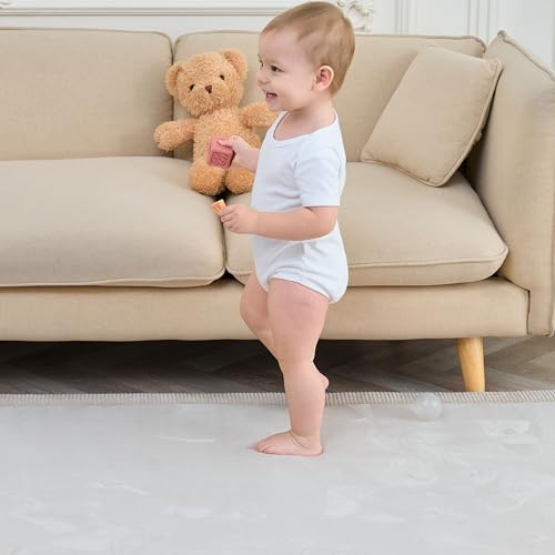 SUPERBE BEBE - Tapis De Jeu Et D’Éveil Bébé 150x200X2,5CM – Épais Et Anti-Choc - Mousse Mémoire De Forme Non Toxique Oeko-Tex – Tapis Chambre Bébé Et Enfant - Design Elegant (Beige UNI) – vue 9