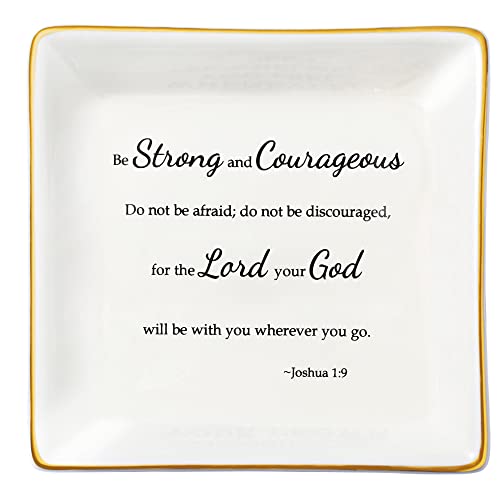 Joycuff Christian Gifts For Women Girls Inspirational Religious Jewelry Trinket Dish Birthday Gifts For Sister Daughter Mother Aunt Christians Be Strong And Courageous Ring Holder #TOP13